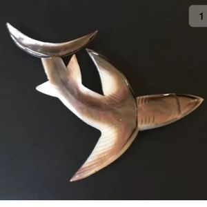 Large 4” Shell Shark Brooch Ocean Theme Vintage